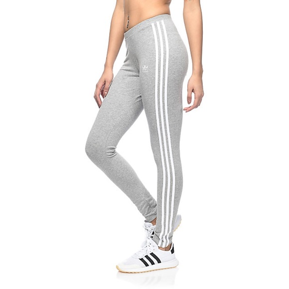 SOLD • adidas 3 Stripe Grey Leggings - Picture 1 of 6